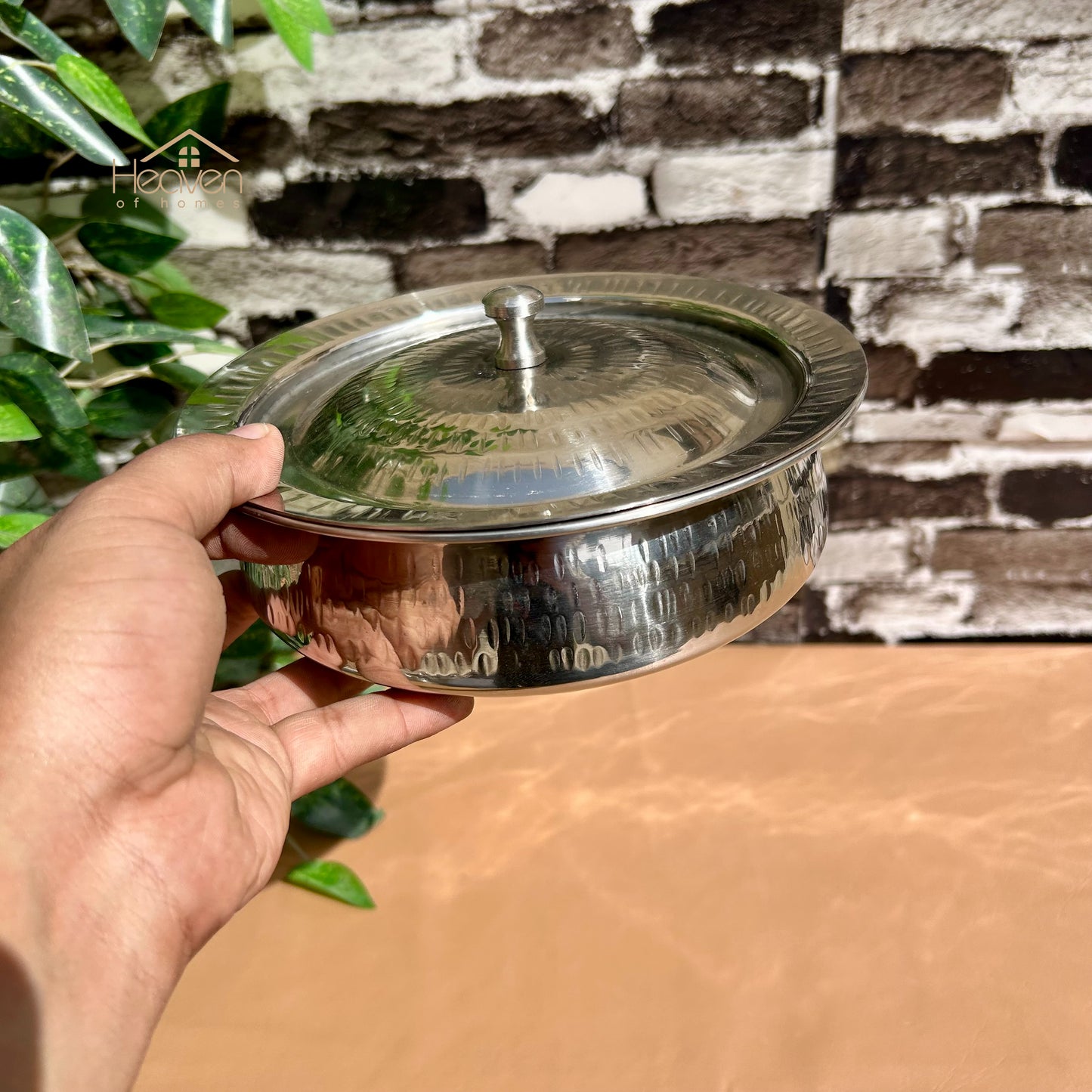 Stainless Steel Hammered Serving Handi – Artisan Heavyweight Cookware - Heaven of homes - Sale Pakistan