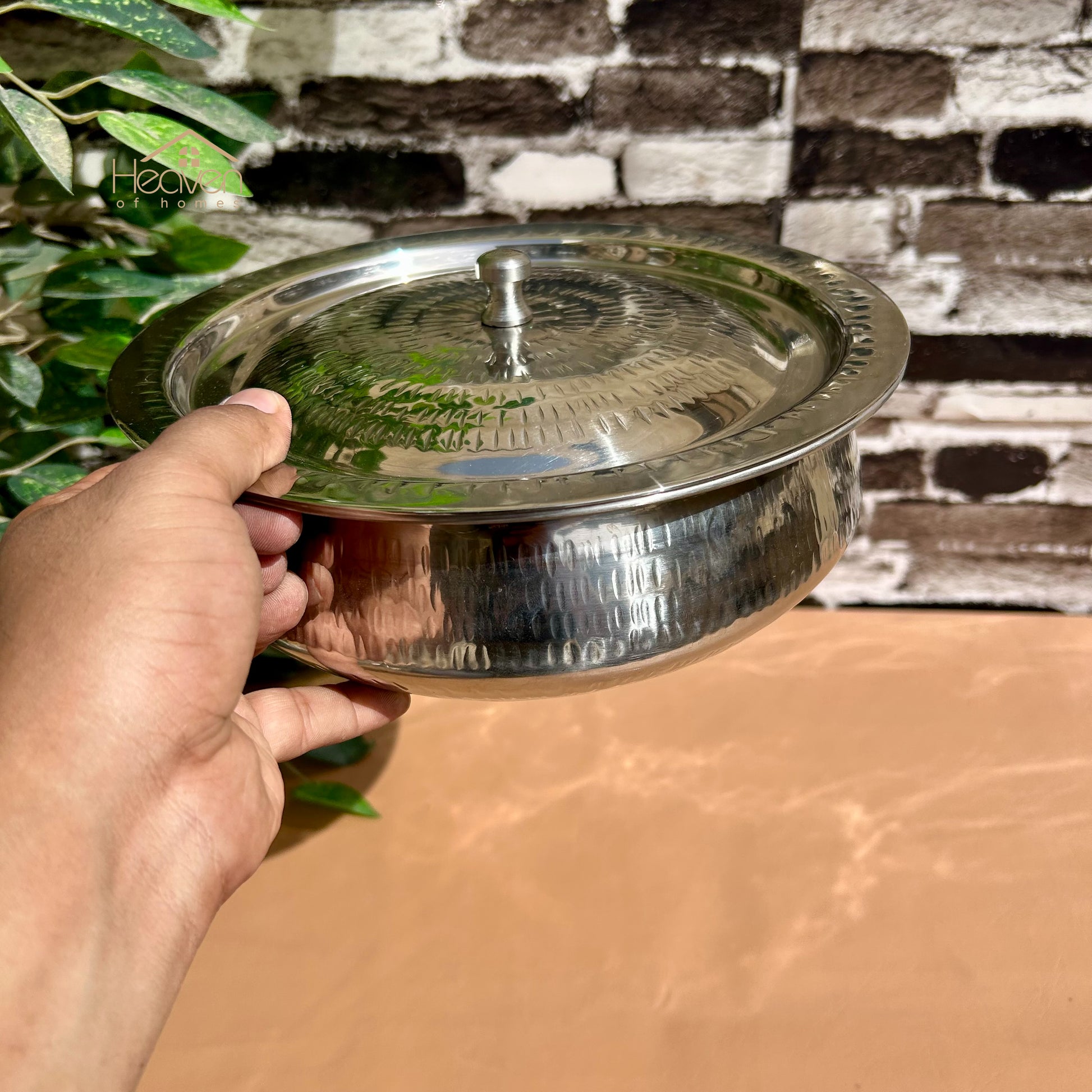 Stainless Steel Hammered Serving Handi – Artisan Heavyweight Cookware - Heaven of homes - Sale Pakistan