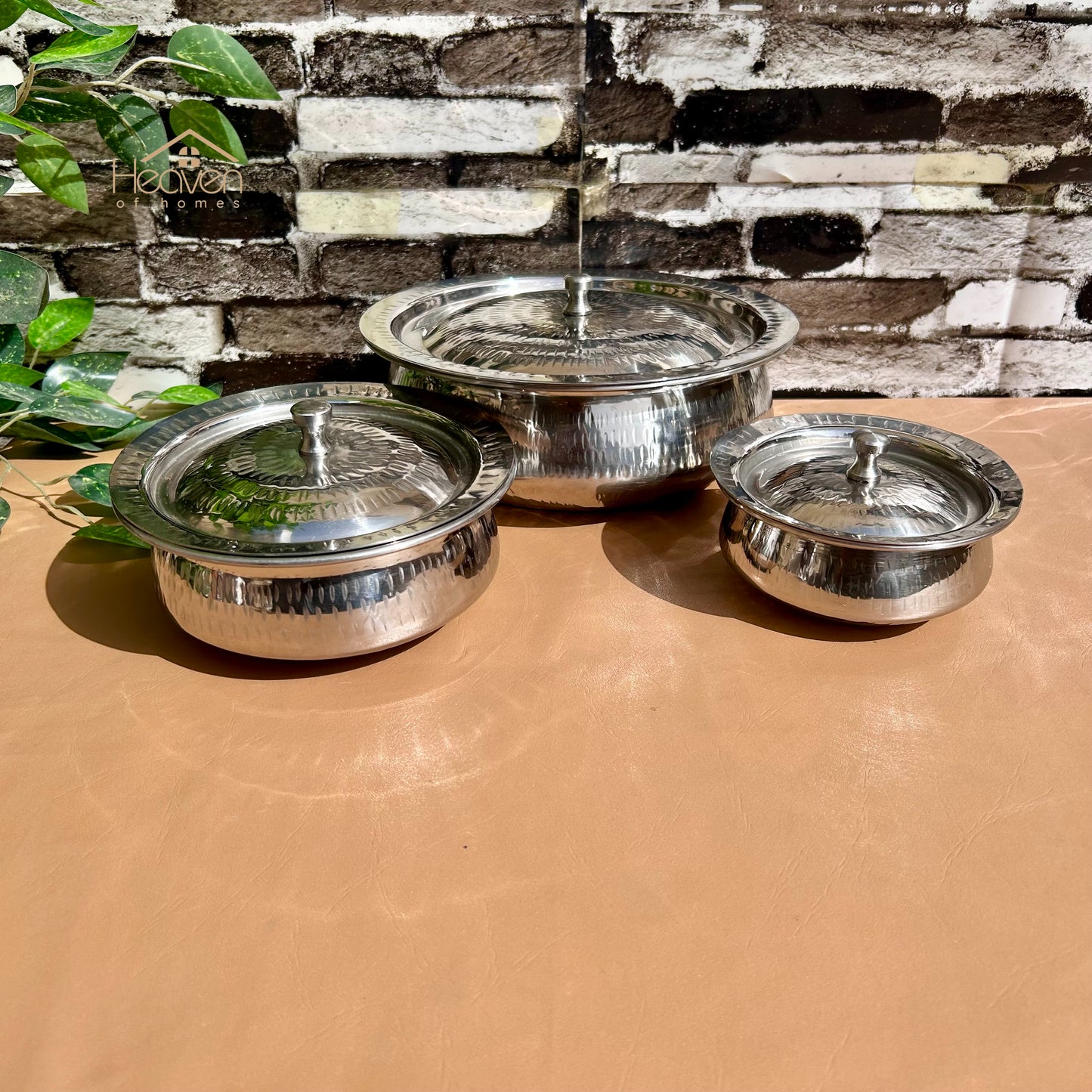 Stainless Steel Hammered Serving Handi – Artisan Heavyweight Cookware - Heaven of homes - Sale Pakistan