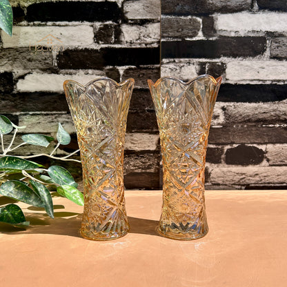 Delisoga® Set of 2 Golden Glass Vases – Elegant Home Decor for Flowers & Arrangements