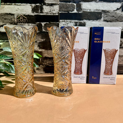 Delisoga® Set of 2 Golden Glass Vases – Elegant Home Decor for Flowers & Arrangements