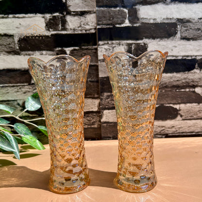 Delisoga® Set of 2 Golden Glass Vases – Elegant Home Decor for Flowers & Arrangements