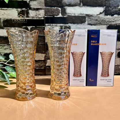 Delisoga® Set of 2 Golden Glass Vases – Elegant Home Decor for Flowers & Arrangements
