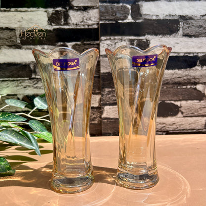Delisoga® Set of 2 Golden Glass Vases – Elegant Home Decor for Flowers & Arrangements