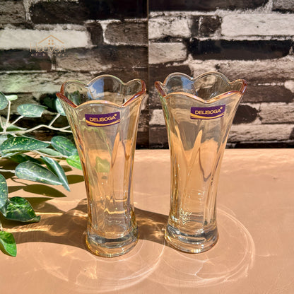 Delisoga® Set of 2 Golden Glass Vases – Elegant Home Decor for Flowers & Arrangements