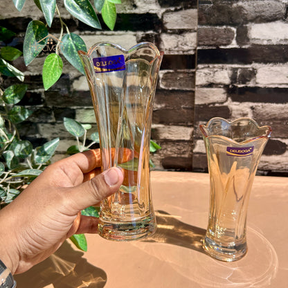 Delisoga® Set of 2 Golden Glass Vases – Elegant Home Decor for Flowers & Arrangements