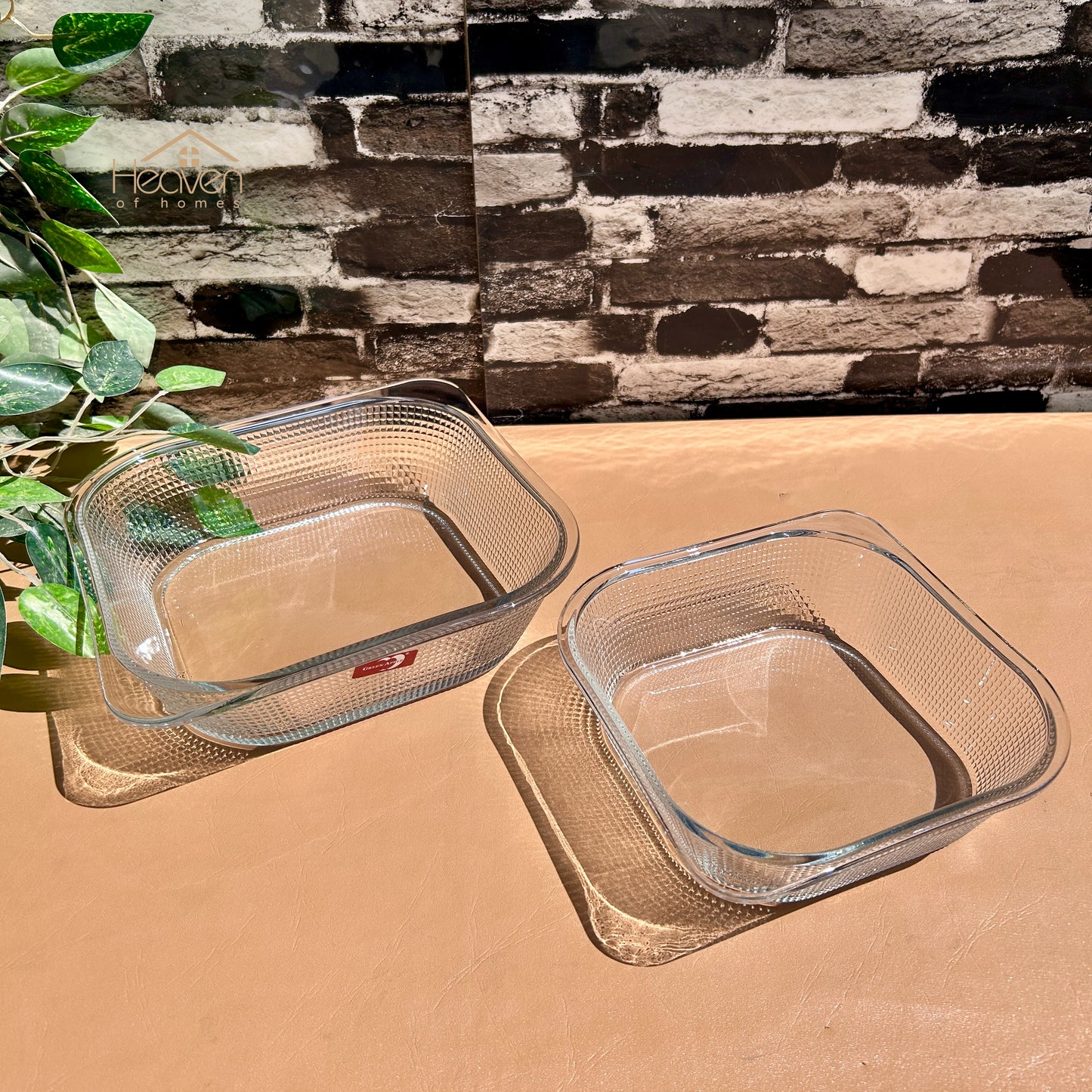 Heaven Set of 2-Pieces Square Glass Dish Set – Multi-Purpose Serving & Baking Dishes Medium and Large