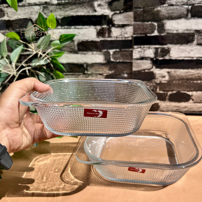 Heaven Set of 2-Pieces Square Glass Dish Set – Multi-Purpose Serving & Baking Dishes Medium and Large