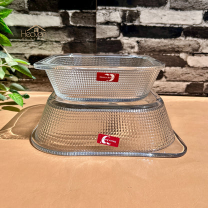 Heaven Set of 2-Pieces Square Glass Dish Set – Multi-Purpose Serving & Baking Dishes Medium and Large