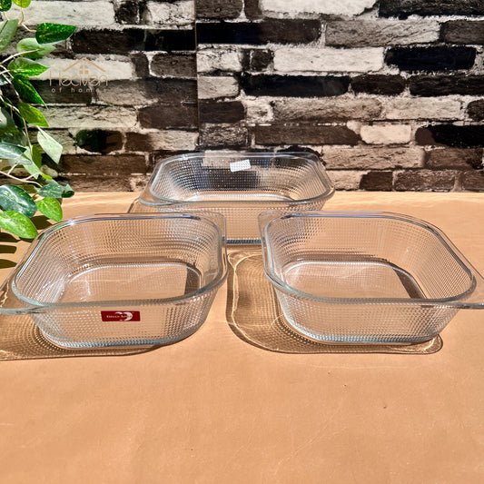 Deli® 3-Piece Square Glass Dish Set – 1 Large & 2 Small Multi-Purpose Serving Dishes