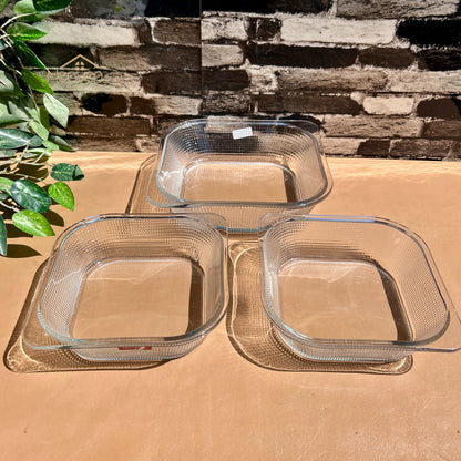 Deli® 3-Piece Square Glass Dish Set – 1 Large & 2 Small Multi-Purpose Serving Dishes