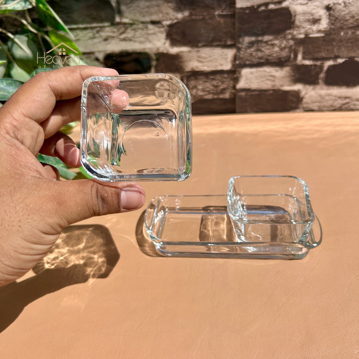 Heaven® Set of 2 Sauce Dip Bowls with Glass Tray – Mini Condiment Serving Dishes