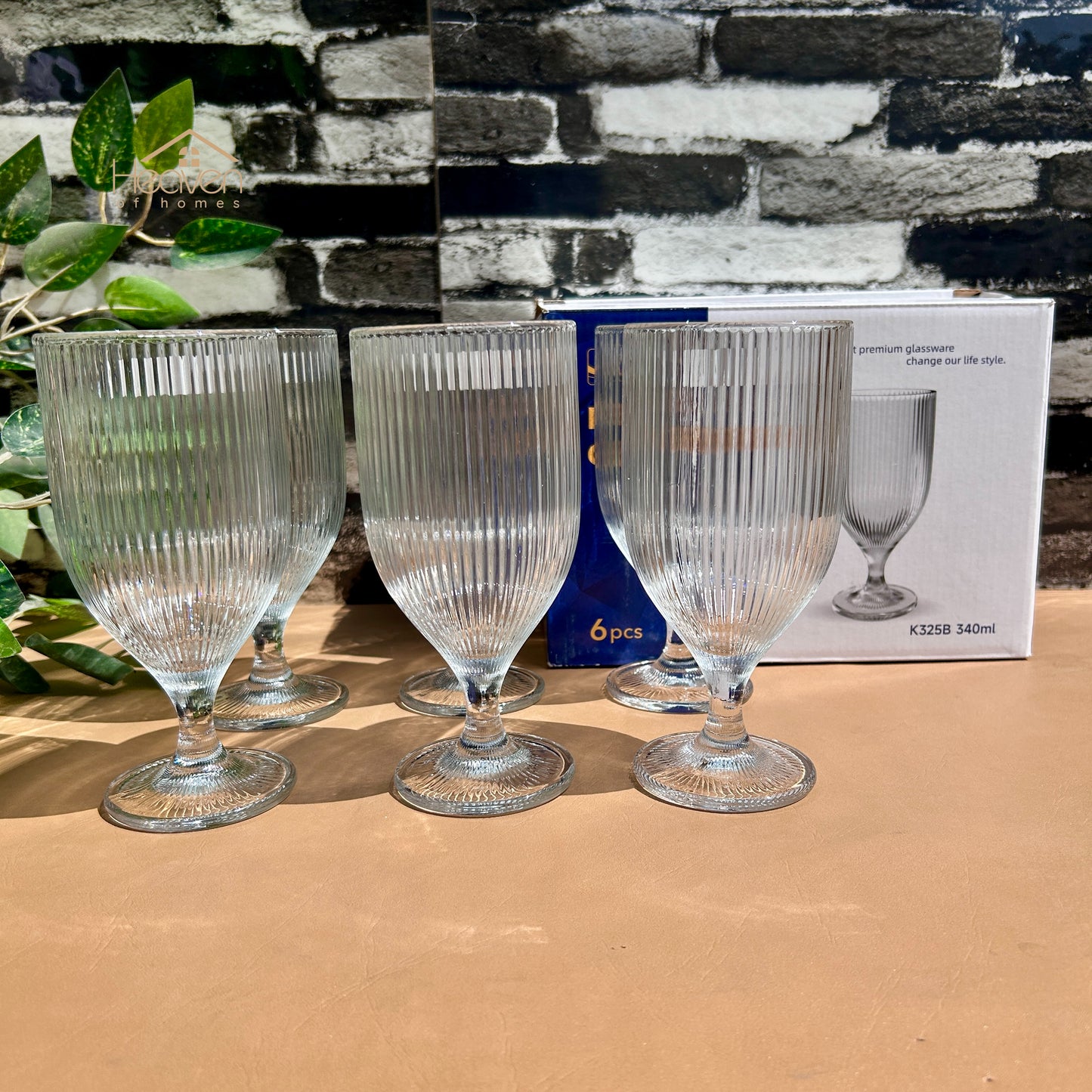 Delisoga® 6-piece 340ml Transparent Vine Glass Drinking Glasses – For Home & Dining Imperial - K325B