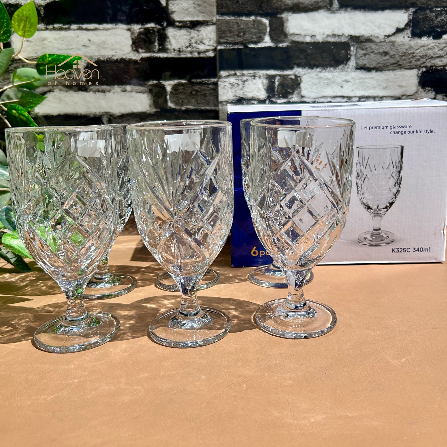 Delisoga® 6-piece 340ml Transparent Vine Glass Drinking Glasses – For Home & Dining Imperial - K325C