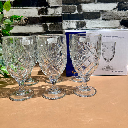 Delisoga® 6-piece 340ml Transparent Vine Glass Drinking Glasses – For Home & Dining Imperial - K325C
