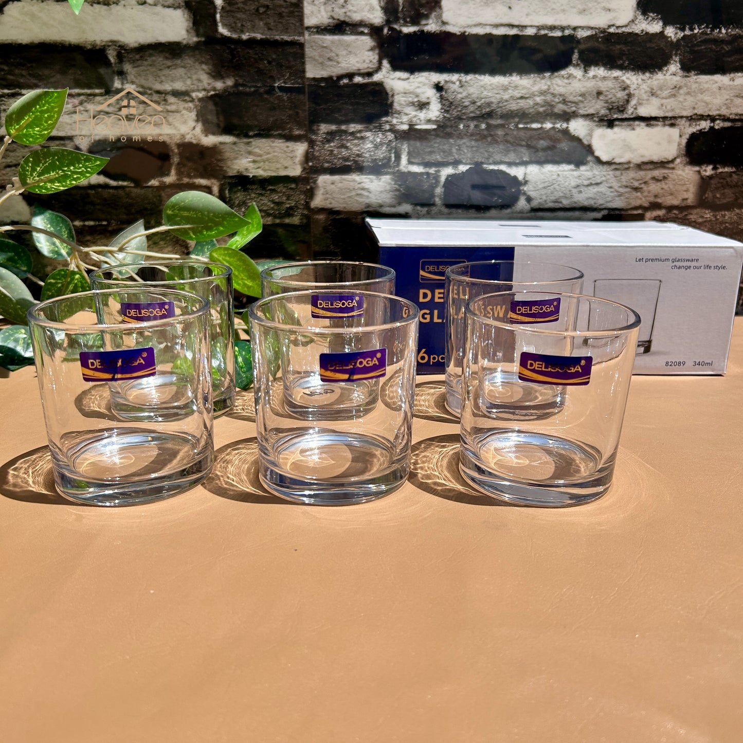 Delisoga® 6-piece Transparent Drinking Glasses – For Home & Dining 340 ml - 82089