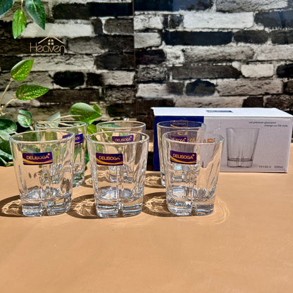 Delisoga® 6-piece Transparent Drinking Glasses – For Home & Dining 200 ml - Y5150-3