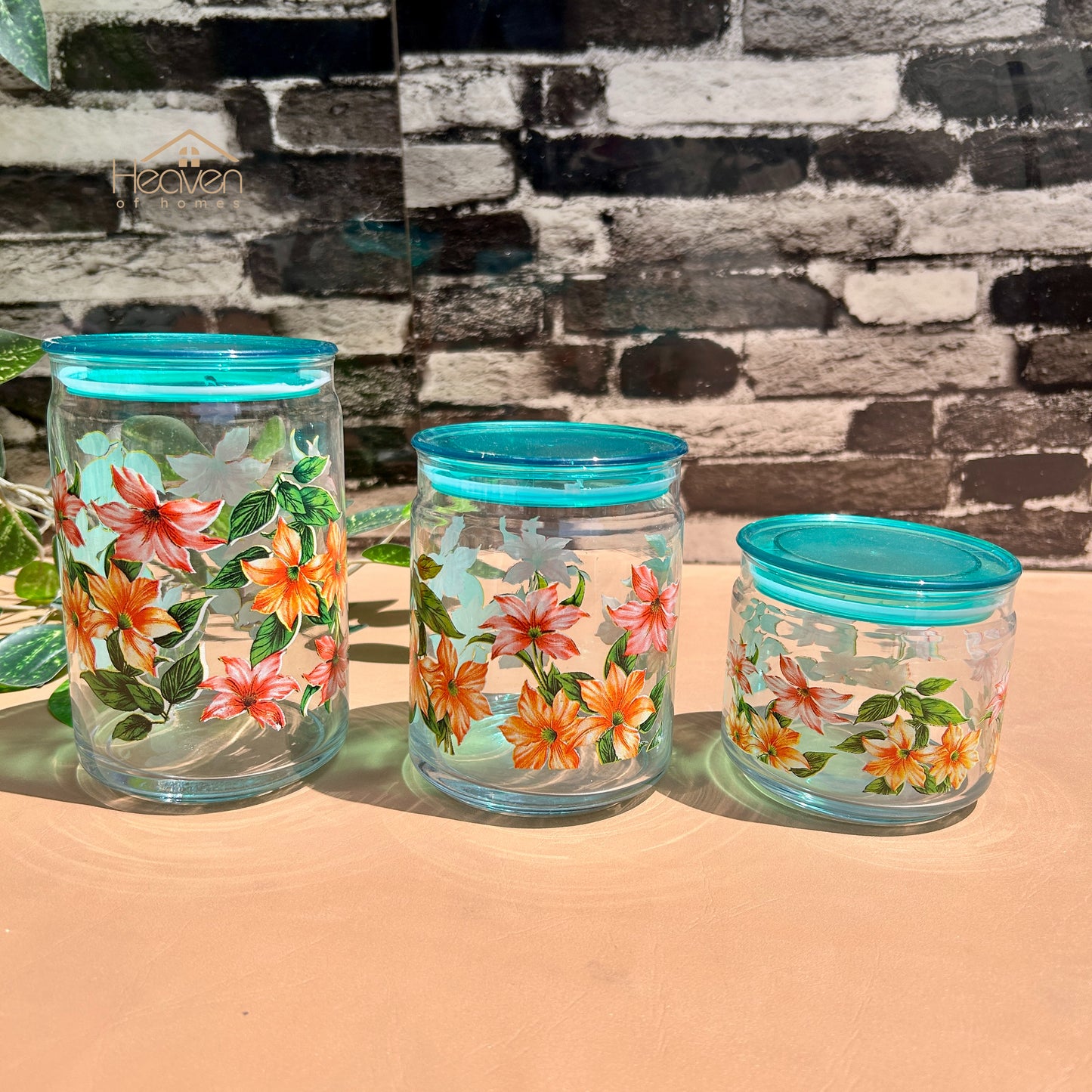 Heaven® Set of 3 Glass Storage Jars with Airtight Lids | Kitchen & Pantry Containers