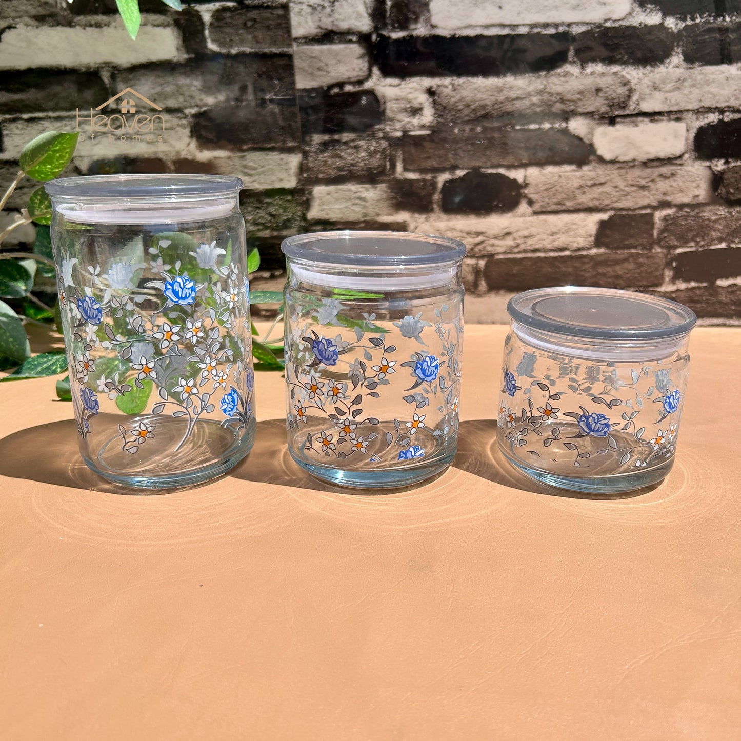 Heaven® Set of 3 Glass Storage Jars with Airtight Lids | Kitchen & Pantry Containers