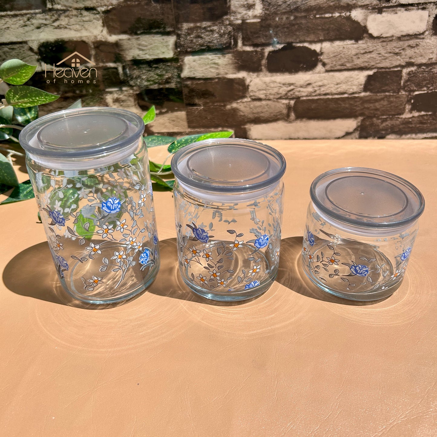 Heaven® Set of 3 Glass Storage Jars with Airtight Lids | Kitchen & Pantry Containers