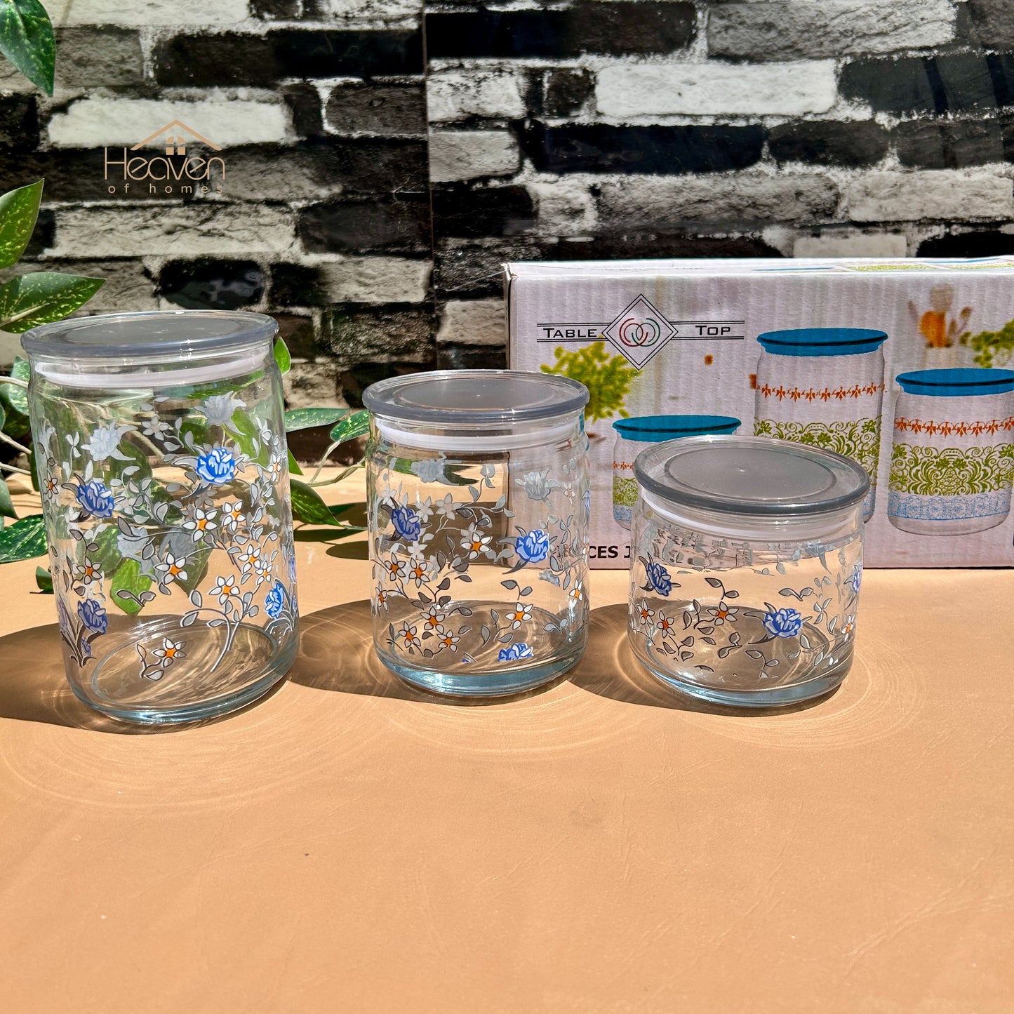 Heaven® Set of 3 Glass Storage Jars with Airtight Lids | Kitchen & Pantry Containers