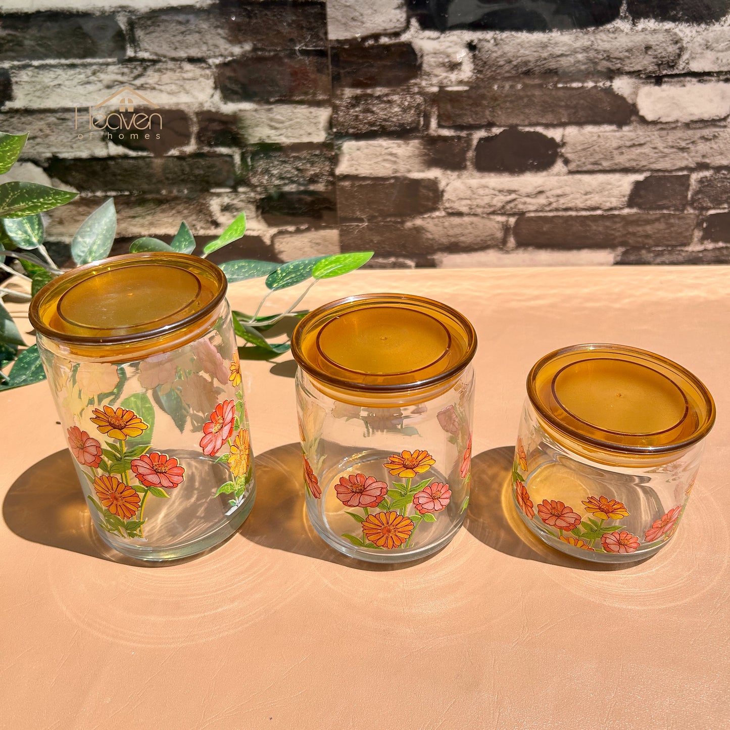 Heaven® Set of 3 Glass Storage Jars with Airtight Lids | Kitchen & Pantry Containers