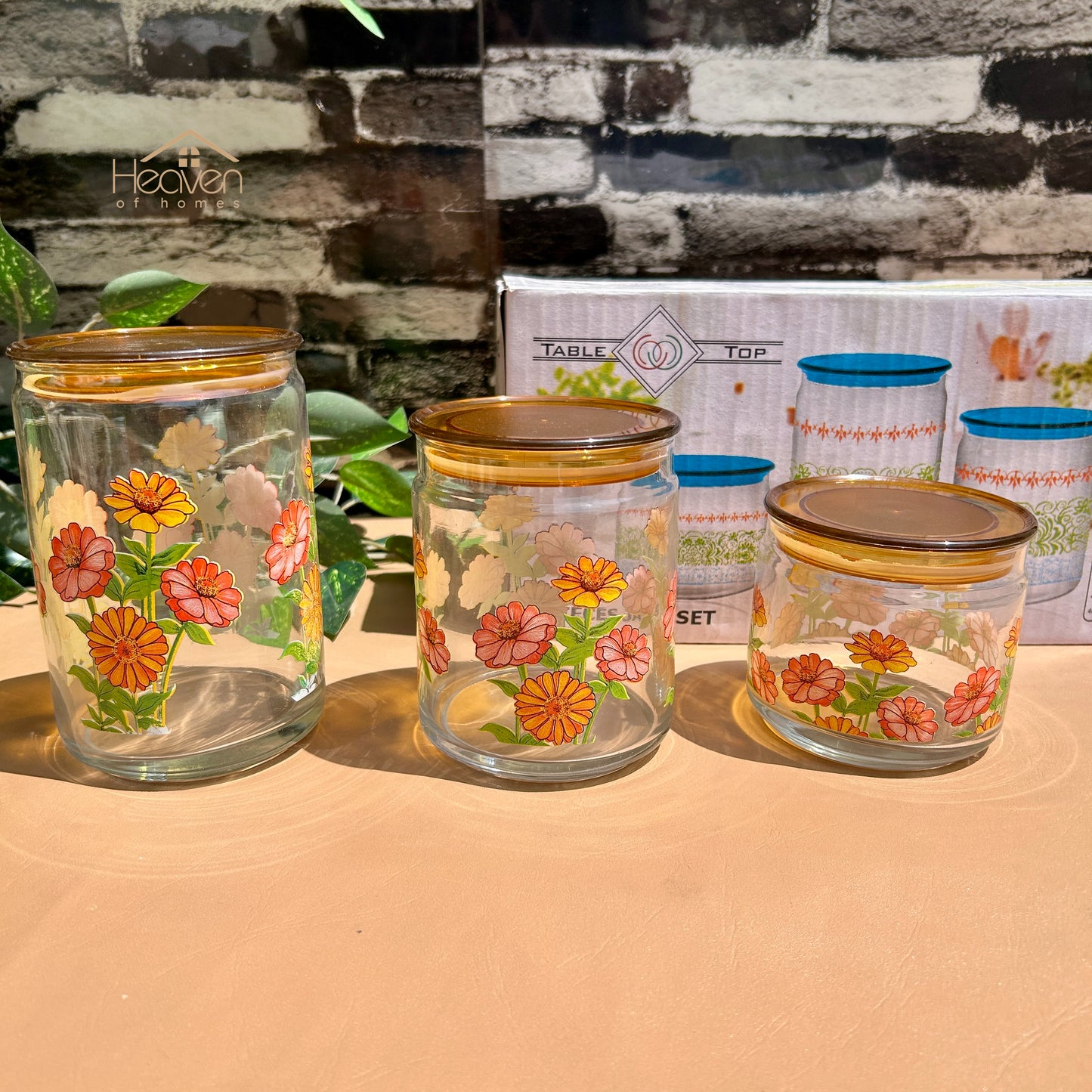 Heaven® Set of 3 Glass Storage Jars with Airtight Lids | Kitchen & Pantry Containers