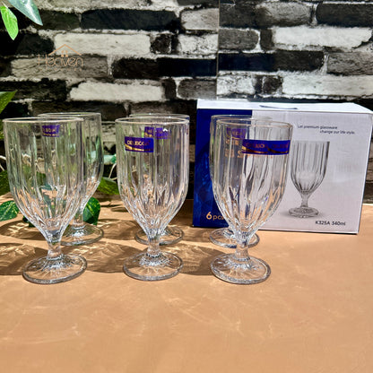 Delisoga® 6-piece 340ml Transparent Vine Glass Drinking Glasses – For Home & Dining Imperial - K325A