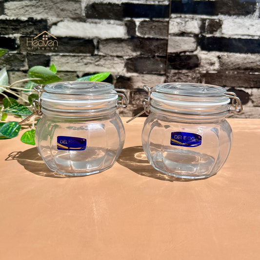 Delisoga® Set of 2 Glass Storage Jars with Airtight Lids | Kitchen & Pantry Containers