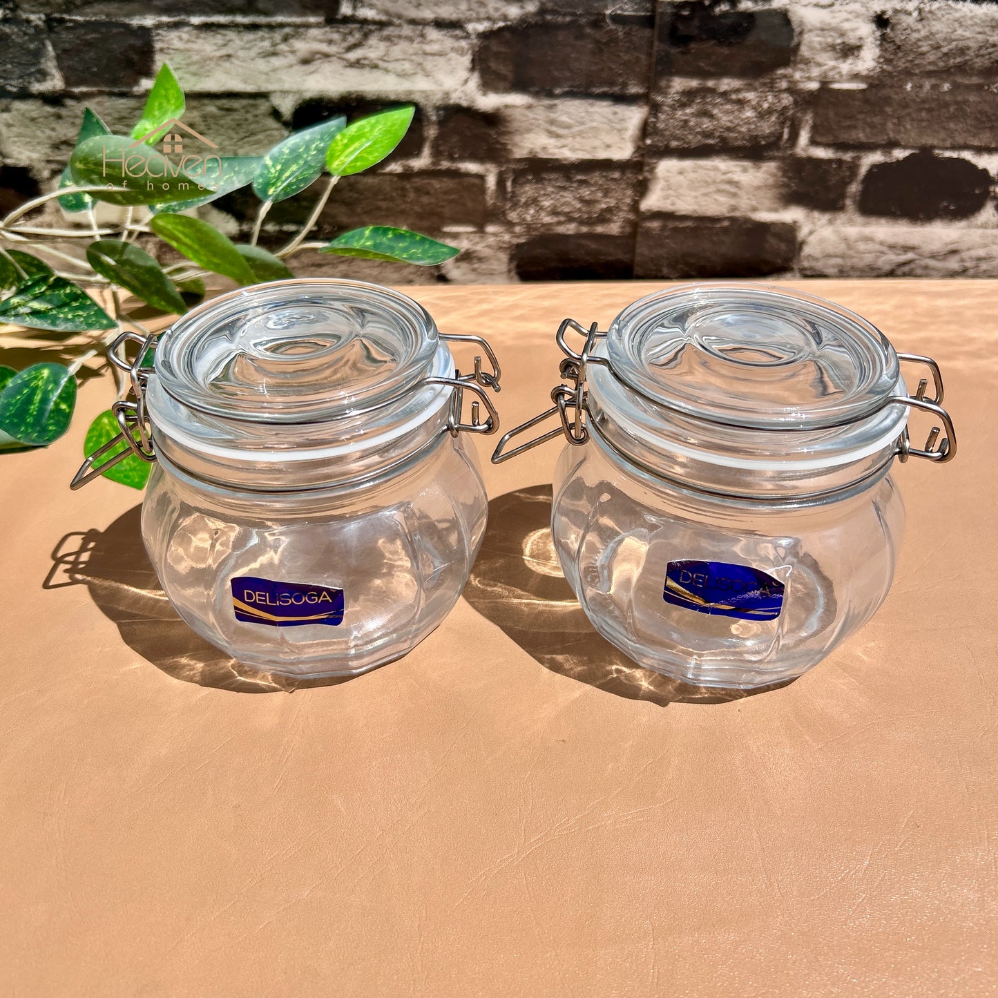 Delisoga® Set of 2 Glass Storage Jars with Airtight Lids | Kitchen & Pantry Containers