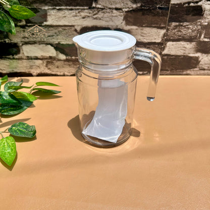 Delisoga® Set of 2 650ml Glass Jug with Lid – Clear Transparent Serving Pitcher Oil Jug - Heaven of homes - Sale Pakistan