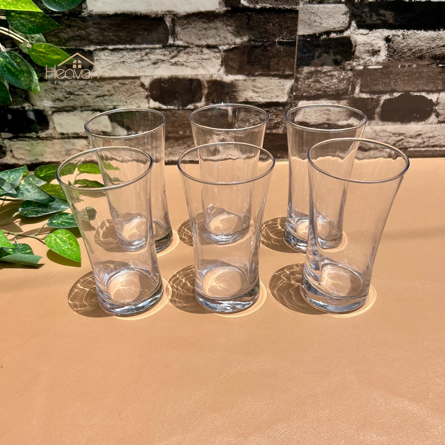 Delisoga® Set of 6 Drinking Glasses – Elegant and Stylish Glassware 280 ML - Model no. J7022-3 - Heaven of homes - Sale Pakistan