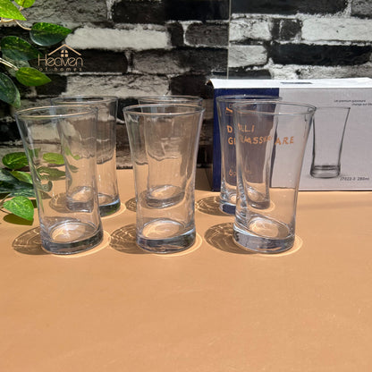 Delisoga® Set of 6 Drinking Glasses – Elegant and Stylish Glassware 280 ML - Model no. J7022-3 - Heaven of homes - Sale Pakistan