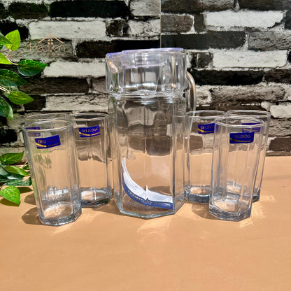 Delisoga® 7-Piece Clear Glass Water Set – 320ml Transparent Carafe with Long Drinking Glasses - Heaven of homes - Sale Pakistan