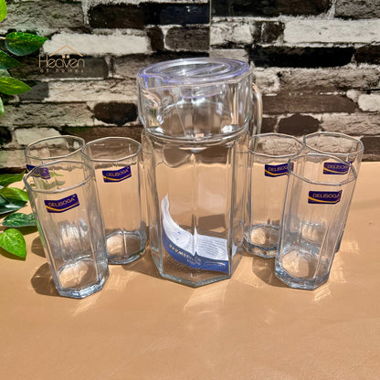 Delisoga® 7-Piece Clear Glass Water Set – 320ml Transparent Carafe with Long Drinking Glasses - Heaven of homes - Sale Pakistan