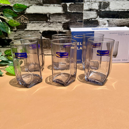 Delisoga® Set of 6 Transparent Clear Glass Water Tumblers – 335 ml Long Glassware - Heaven of homes - Sale Pakistan