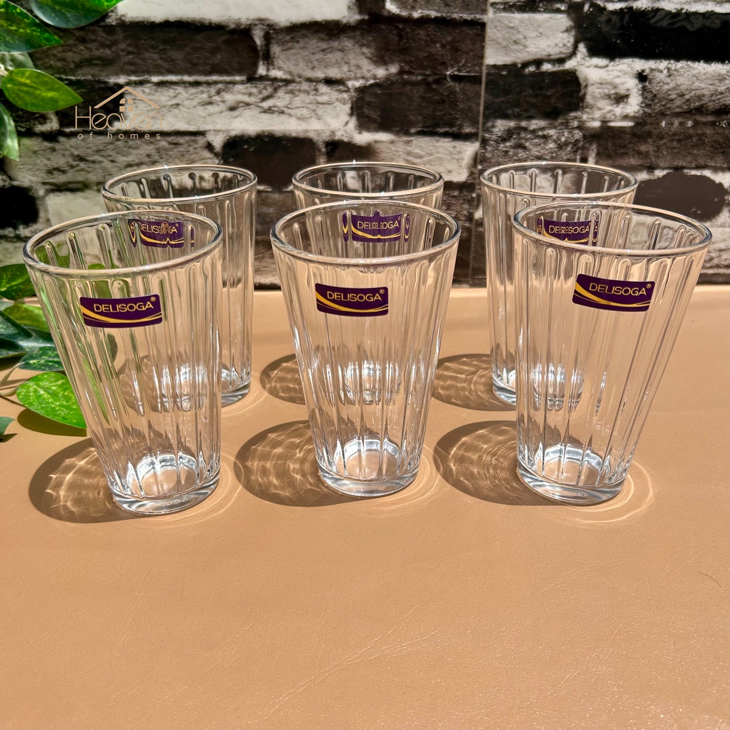 Delisoga® 6-Piece Lined Clear Glass Water Set – 315 ml Transparent Drinking Tumblers - Y5076B - Heaven of homes - Sale Pakistan