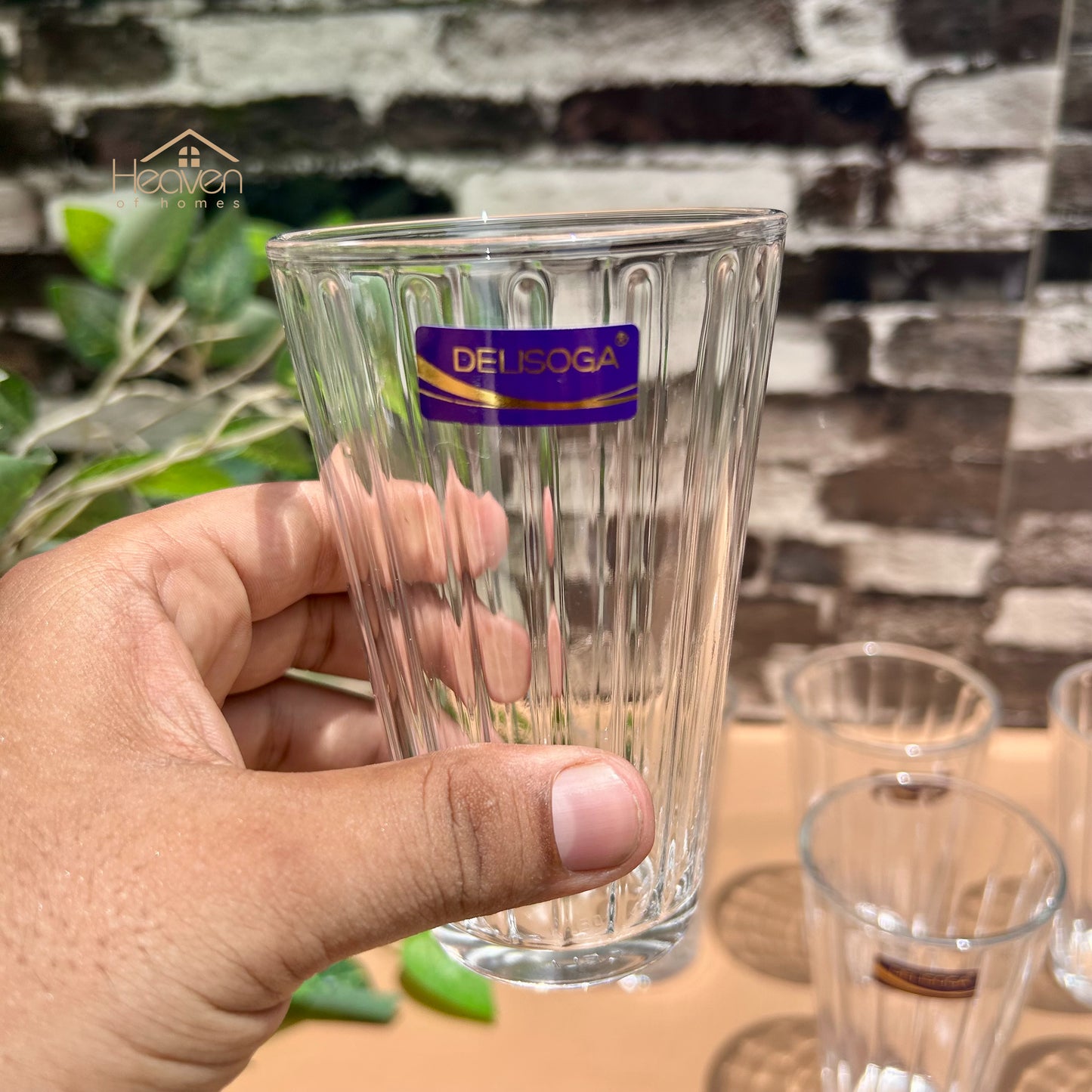 Delisoga® 6-Piece Lined Clear Glass Water Set – 315 ml Transparent Drinking Tumblers - Y5076B - Heaven of homes - Sale Pakistan