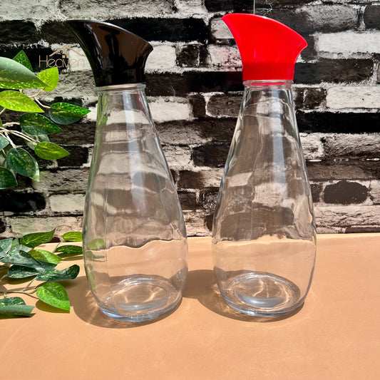 Heaven® Modern Glass Pitcher – Stylish Carafe with Lid Set of 2 Bottles Red & Black - Heaven of homes - Sale Pakistan