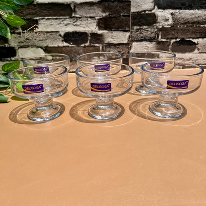 Delisoga® Set of 6 Clear Glass Dessert Bowls – Elegant Serving Bowls for Ice Cream, Pudding & Sweets - BQL031 - Heaven of homes - Sale Pakistan