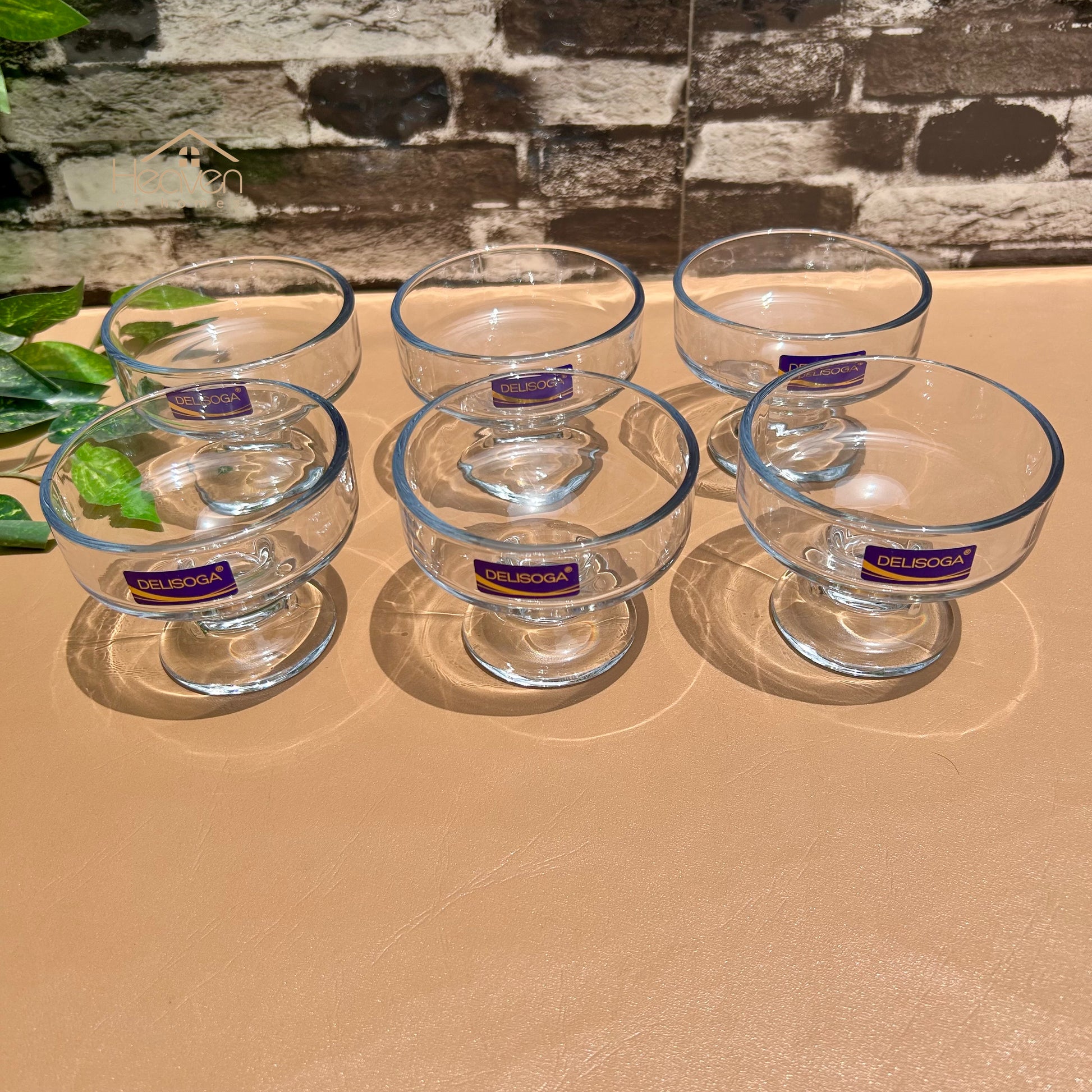 Delisoga® Set of 6 Clear Glass Dessert Bowls – Elegant Serving Bowls for Ice Cream, Pudding & Sweets - BQL031 - Heaven of homes - Sale Pakistan