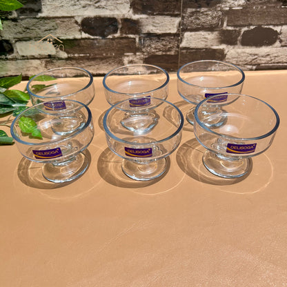 Delisoga® Set of 6 Clear Glass Dessert Bowls – Elegant Serving Bowls for Ice Cream, Pudding & Sweets - BQL031 - Heaven of homes - Sale Pakistan