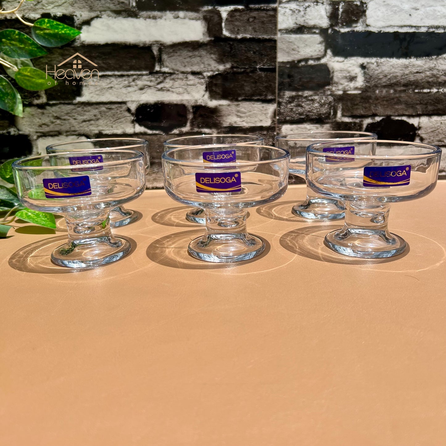 Delisoga® Set of 6 Clear Glass Dessert Bowls – Elegant Serving Bowls for Ice Cream, Pudding & Sweets - BQL031 - Heaven of homes - Sale Pakistan