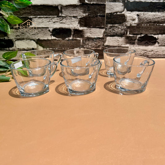 Delisoga® 6-Peice 210ml Transparent Glass Mugs – Ideal for Tea, Coffee & Everyday Use - CF027 - Heaven of homes - Sale Pakistan