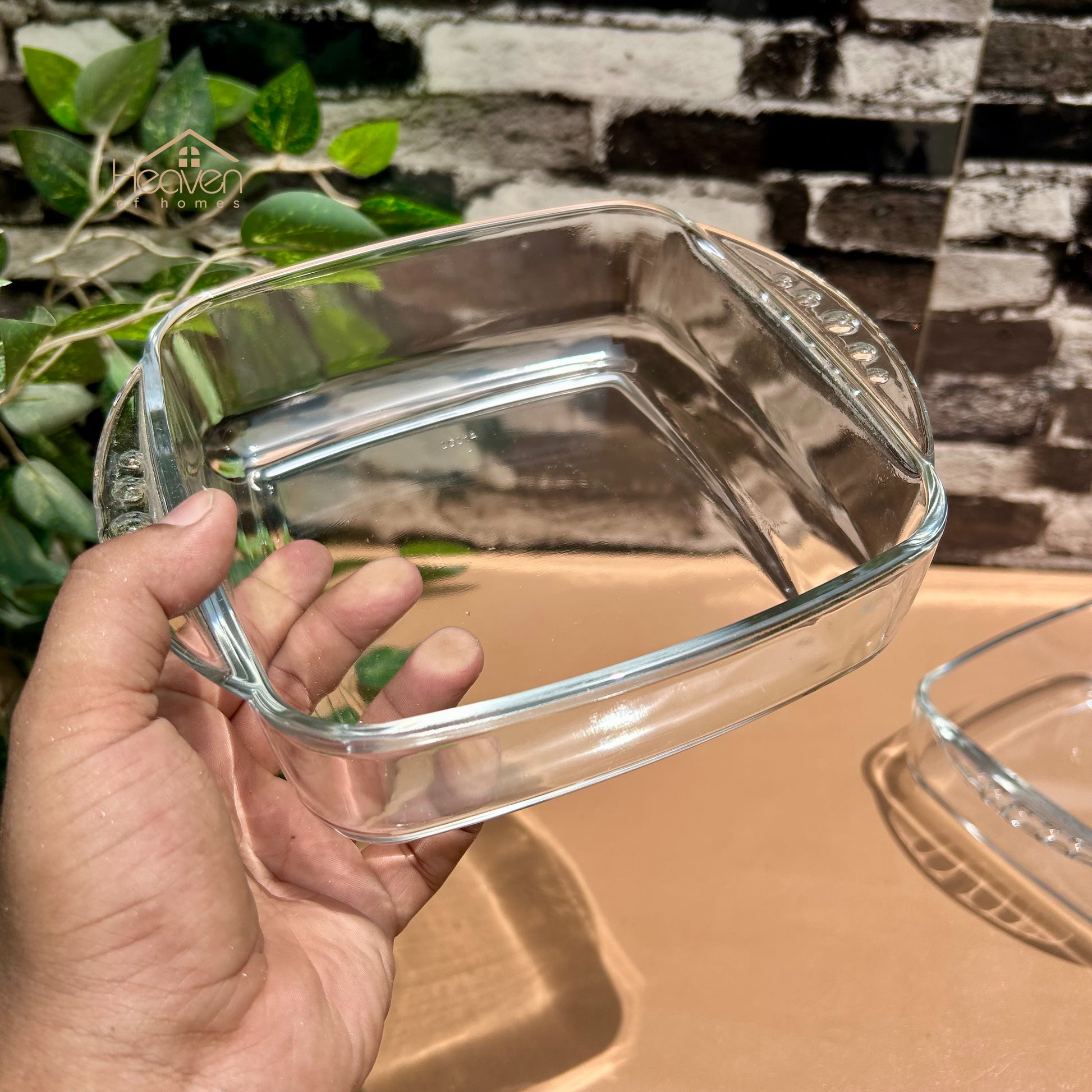 Set of 2 Royal Senobar Medium Square Baking Dish Clear Glass Serving Bowl Soup Bowl Pizza Baking Dish 7.5 Inches - Heaven of homes - Sale Pakistan