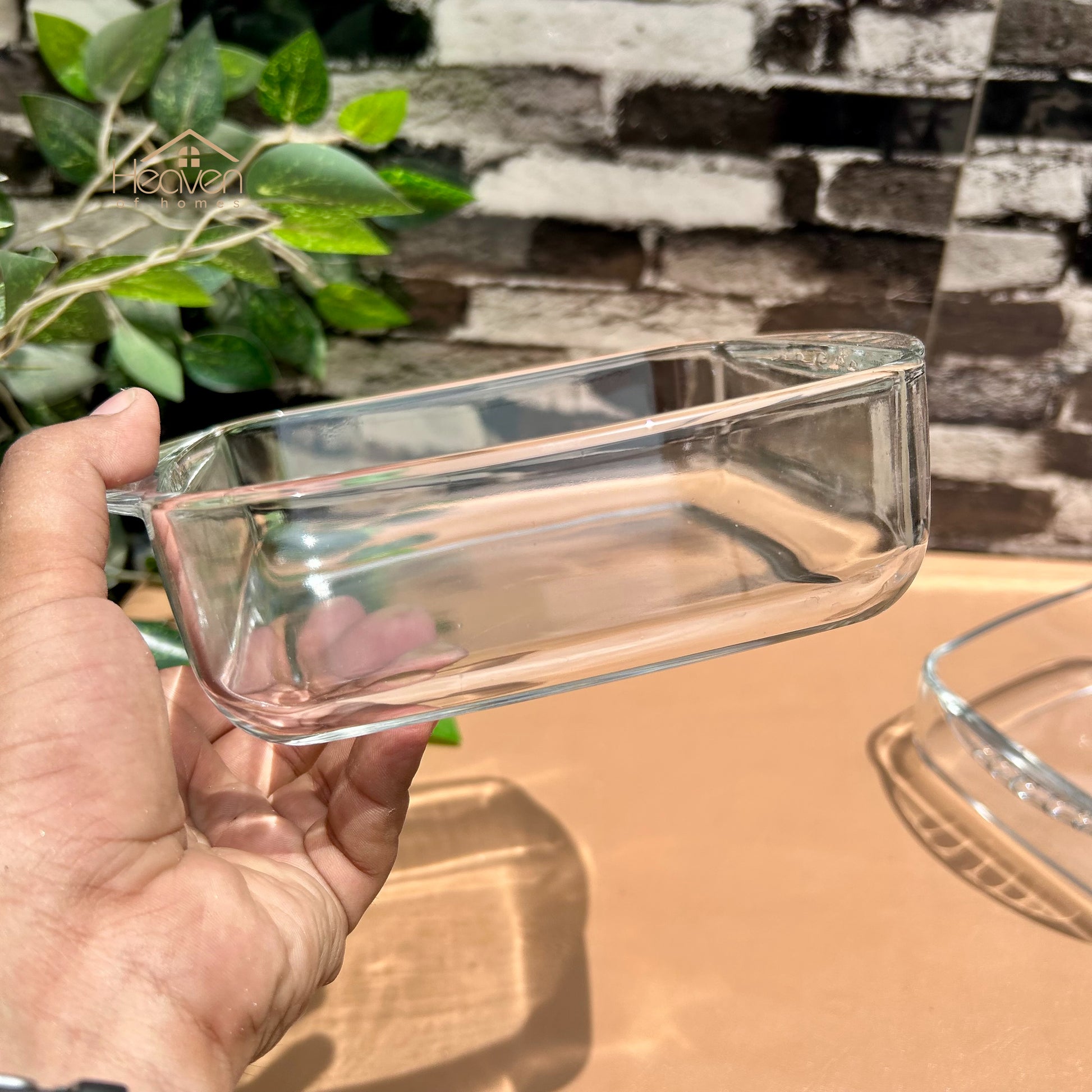 Set of 2 Royal Senobar Medium Square Baking Dish Clear Glass Serving Bowl Soup Bowl Pizza Baking Dish 7.5 Inches - Heaven of homes - Sale Pakistan
