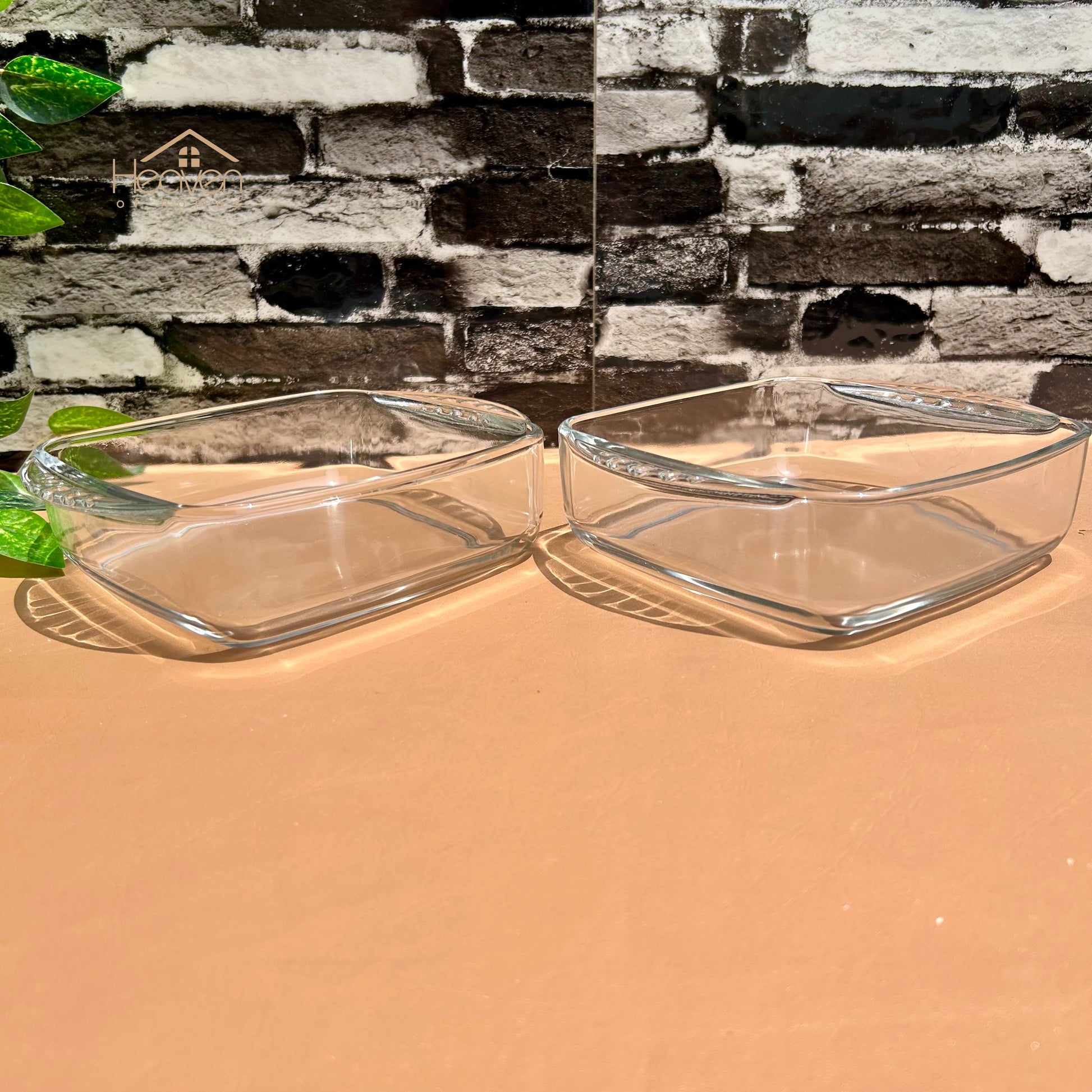 Set of 2 Royal Senobar Medium Square Baking Dish Clear Glass Serving Bowl Soup Bowl Pizza Baking Dish 7.5 Inches - Heaven of homes - Sale Pakistan