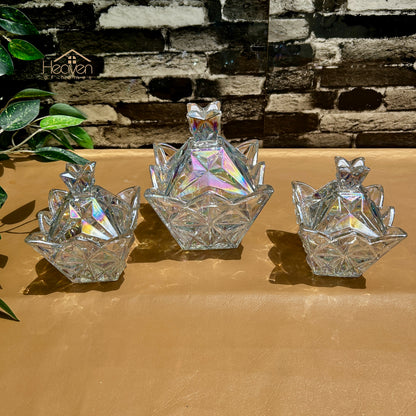 Delisoga® Set of 3 Glass Candy Jar – 1 large & 2 small Chic and Elegant Storage for Sweets & Snacks