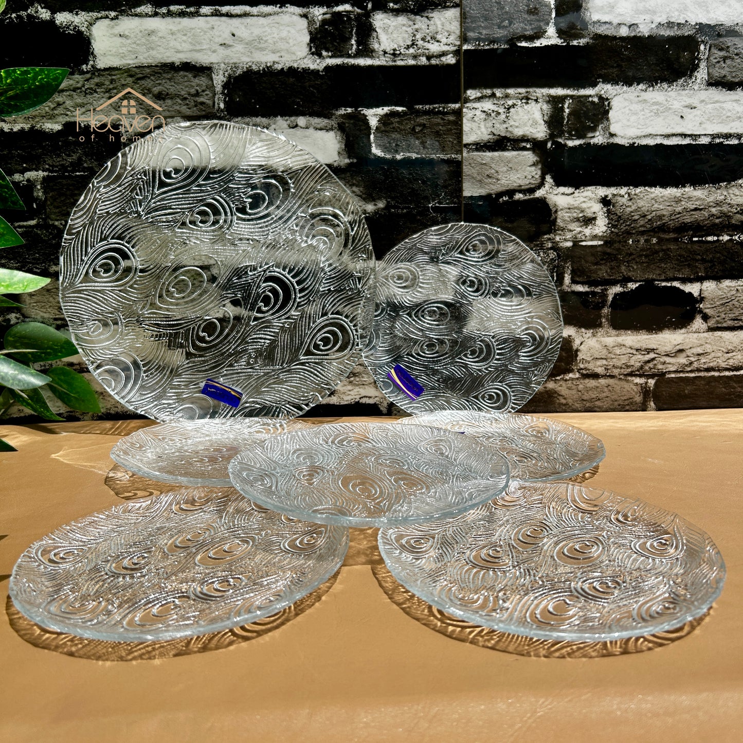 Delisoga® Premium 7-Piece Glass Cake Set – 1 Large Plate & 6 Quarter Plates for Snacking & Serving