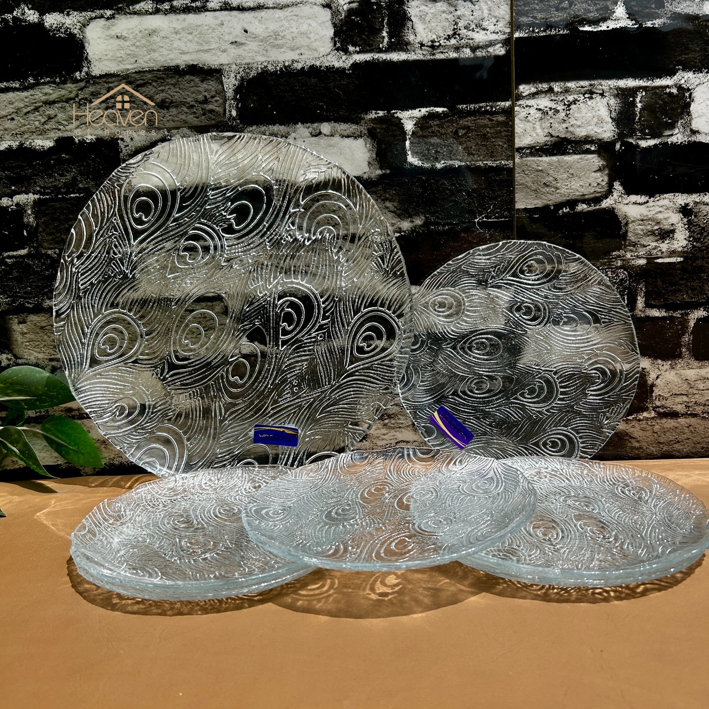 Delisoga® Premium 7-Piece Glass Cake Set – 1 Large Plate & 6 Quarter Plates for Snacking & Serving